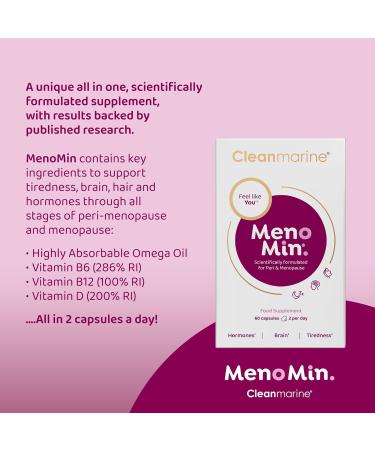 Cleanmarine Menomin Menopause Support 60 Capsules - Daily Nutritional Support for Peri-Menopause and Menopause - Aged 40+ Women - Buy Online on GoSupps.com
