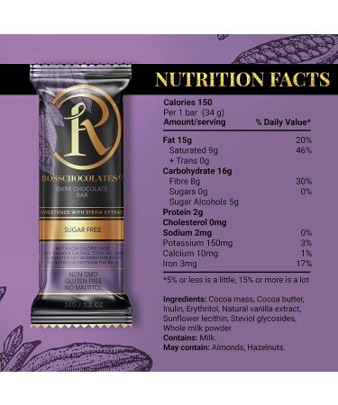 Ross Chocolates Dark Chocolate sweetened with Stevia (pack of 1) - Buy Online on GoSupps.com