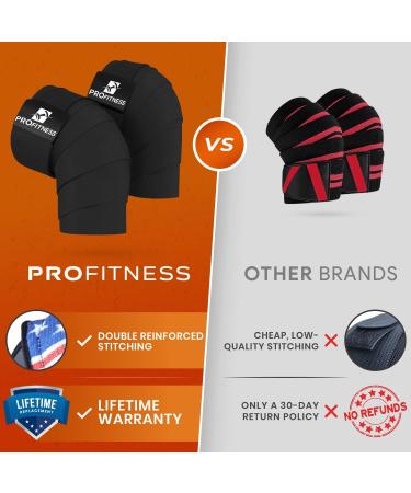 Jet Black Weight Lifting Knee Wraps (Pair) - 78 Length - Knee Support for Powerlifting & Squatting - Buy Online on GoSupps.com