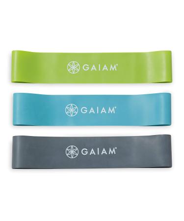 Gaiam Restore Mini Band Kit, Set of 3, Light, Medium, Heavy Lower Body Loop Resistance Bands for Legs and Booty Exercises & Workouts, 12" x 2" Bands