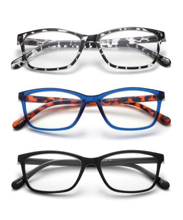 Yuluki 3 Pack Reading Glasses Blue Light Blocking,Lightweight Comfortable Rectangle Readers for Men Women,Fashion Eyeglasses 2.75 +2.75 3 Pack Mix