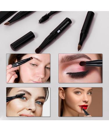 simarro 4 in 1 Makeup Brush Set Portable Travel Size Make Up Brushes Detachable Eyeshadow Brush Eyebrow Brush Screw Brush Lip Brush for Foundation Concealer and Powder Liquid (Black) - Buy Online on GoSupps.com