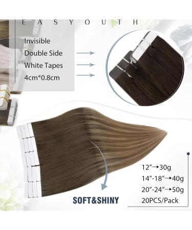 Easyouth Balayage Brown to Blonde Tape in Hair Extensions 22 Inch Remy Human Hair 20Pcs - Buy Online on GoSupps.com