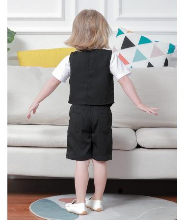 Mint Green Baby Boys Gentleman Suit Set | Shirt, Bowtie, Waistcoat & Shorts | Size 3-4 Years | Black - Buy Online on GoSupps.com