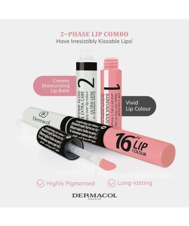 Dermacol 16-Hour Lip Colour Glossy Stain Two-Phase Lip Plumper Kissproof Makeup - Nude Pink 7.1mL - Buy Online on GoSupps.com
