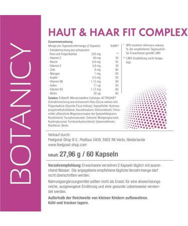 Botanicy Skin & Hair Fit Complex - Natural Anti-Acne Pimple & Hair Loss Support - 60 Capsules for Men & Women - Buy Online on GoSupps.com