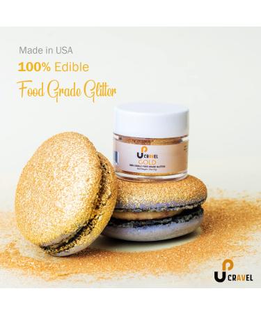 Edible Glitter for Drinks, Food & Desserts - 100% Edible Tasteless Sprinkles for Cake Decorating - Vegan, Gluten & Nut Free - Made in USA - Gold 0.18oz - Buy Online on GoSupps.com