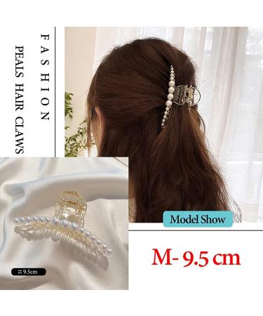3PCS Pearl Hair Claw Clips Large Pearl Hair Clips for Thick Hair or Fine Hair Non-Slip Hair Clips Hair Accessories for Women and Girls - Buy Online on GoSupps.com