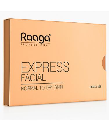 Raaga Professional Express Single Use Facial Kit | For Dry Dull Skin | 6-Step Skincare Set At Home | Cleanser Scrub Toner Massage Gel Face Mask & Sunscreen | 35g/1.23 Oz