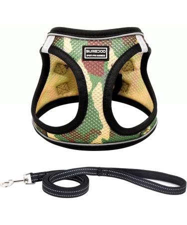 Buy Suredoo Camo Green Dog Harness & Leash | Reflective Anti-Train Harness for Small Dogs Puppies & Cats - International Shipping Available - Buy Online on GoSupps.com