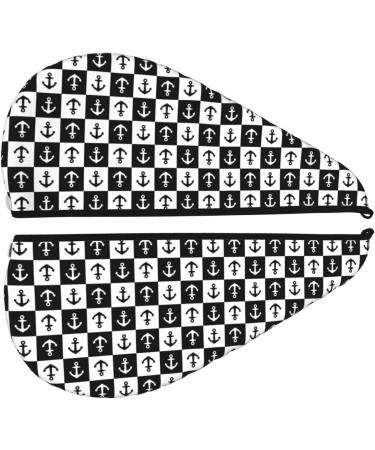 Premium Hair Towel Wrap - Quick Drying Towel Turban with Button | Nautical Anchors Design | Ideal for Faster Hair Drying - Buy Online on GoSupps.com