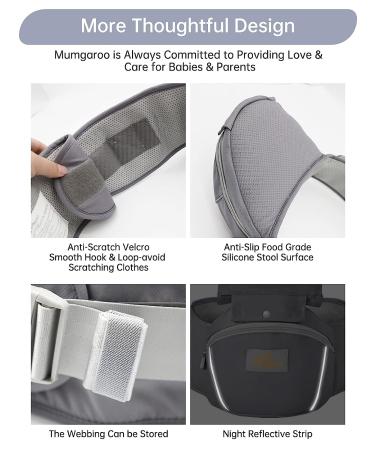 6-in-1 Mumgaroo Ergonomic Baby Carrier with Hip Seat | Newborn to Toddler | All Seasons | Adjustable & Removable Holder Backpack | Baby Hood | 0-36 Months (Grey) - Buy Online on GoSupps.com