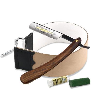 Razor set Razor Set Men Razen Wood Cold Gold Establishment Black Blade With Pasted Solingen and Leather Linen Profess