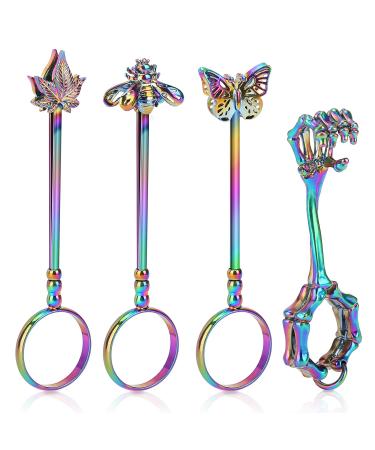 ACETOP Holder Ring for Men Women, 4Pcs Butterfly/Bee/Maple Leaf/Skeleton Hand Shape Blunt Joint Ring Clip, Elegant Finger Holder, Gifts for Lady Gentleman (#17mm, Multicolor)