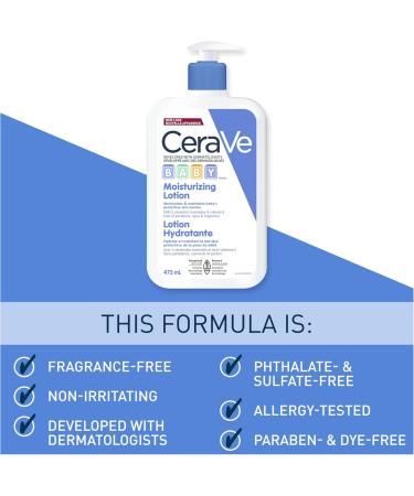 CeraVe BABY Moisturizing Lotion (473ML) and CeraVe Baby Wash & Shampoo (473ML) | Tear-Free Gentle Formulas - Buy Online on GoSupps.com