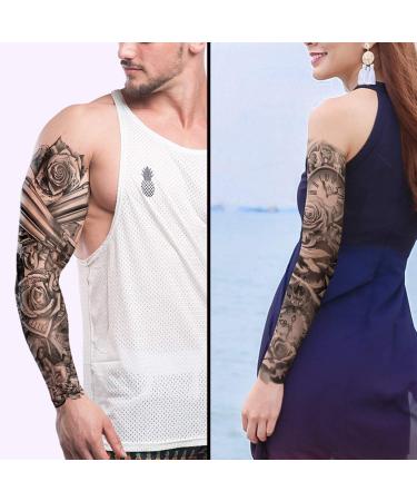 Konsait 15 Sheets Large Temporary Tattoos | Full Arm Tattoo Sleeves for Men and Women | Black Body Stickers | Fake Body Art - Buy Online on GoSupps.com