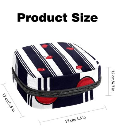 Stylish Women's Period Kit - Cherry Portable Storage Pockets Holder in Black & White Stripes - Buy Online on GoSupps.com