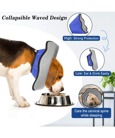 VAVOPAW Adjustable Protective Collar for Dogs & Cats - Breathable Elizabethean Neck Band - Leak Protection After Surgery - Eco-Friendly Blue/Gray - Buy Online on GoSupps.com