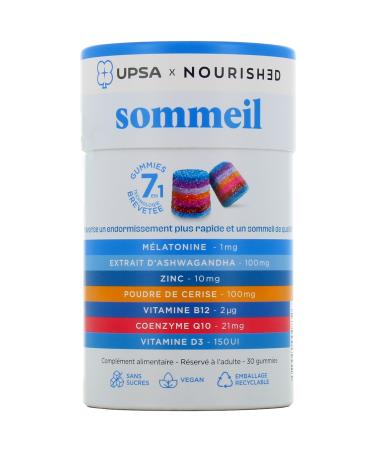 UPSA Nourished Sleep Supplement without Sugars Promoting Faster Sleep and Quality Sleep - Boxes of 30 Gummies