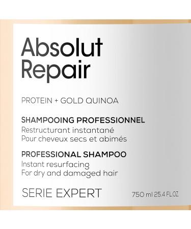 L Or al Professionnel | Shampoo With Protein And Gold Quinoa for Dry And Damaged Hair Serie Expert Absolut Repair 750 ml (Pack of 1) - Buy Online on GoSupps.com