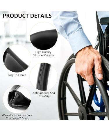 1 Pair Wheelchair Cover 22/24inch Adults Silicone Wheelchair Push Rim Covers Improve Grip and Traction Non-Slip Rear Wheel Grips Cover for Stop Screeching Sound Wheelchair(Dark Green 24in) 24in Dark Green - Buy Online on GoSupps.com