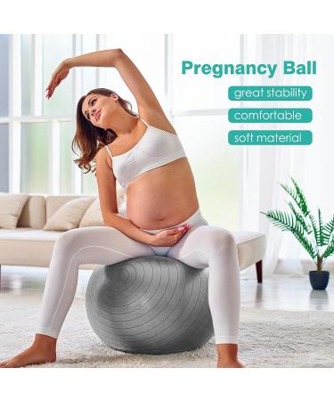RITHIOX Exercise Ball Yoga Ball 26 Gray - Anti-Slip Stability Ball for Pregnancy Birthing, Anti-Burst Workout Ball with Quick Pump - Perfect for Office, Home, Gym - Buy Online on GoSupps.com