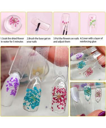 Dried Flowers Nail Stickers - 36 Pc 3D Resin Flower Art Kit with Curved Tweezer | DIY Nail Decor Accessories - Buy Online on GoSupps.com
