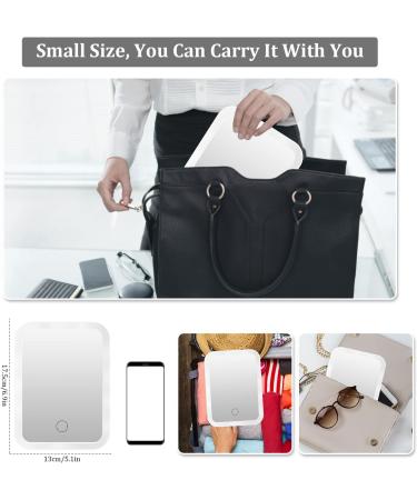 Touch Screen LED Makeup Mirror | 3 Colors Dimmable | Rechargeable USB | Portable Vanity Mirror for Travel | Cosmetic Mirror for Girls - Buy Online on GoSupps.com