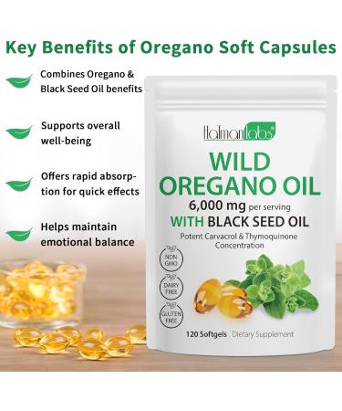  mysemgshuo Pack of 120 oregano oil capsules - 120 softgels - 165 mg of carvacrol - 6000 mg of oregano oil with seed oil - Buy Online on GoSupps.com