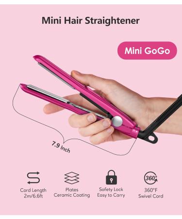 Buy Terviiiix Mini Hair Smoothing Tool - Portable Ceramic Smoother for Short Hair & Ponytail | Fast Hair Styling with Travel Bag - Pink - Buy Online on GoSupps.com