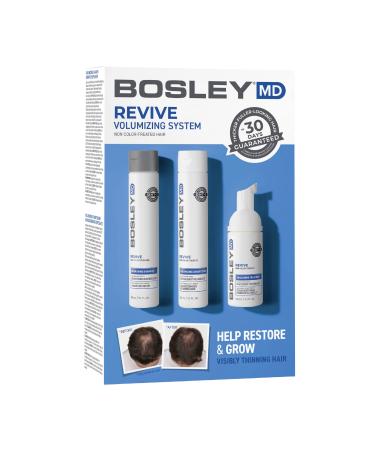 BosleyMD Kit for Longer, Thicker, Fuller Hair with Saw Palmetto, 3-Piece Kit Includes Shampoo, Conditioner, and Treatment Revive Non Color-Treated Kit