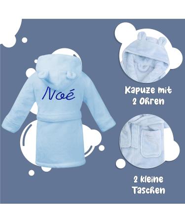 KDO Magic Personalized Baby Bathrobe | Embroidered First Name | Hooded Gift Idea for 12-18 Months | Blue | Perfect for Christmas & Birthdays - Buy Online on GoSupps.com