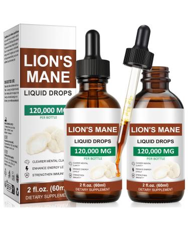 FSLHCY Lions Mane Liquid Drops - Lion's Mane Mushroom Supplement Brain Supplements for Memory and Focus Immune Support - No GMO Vegan Mushroom (4 oz)