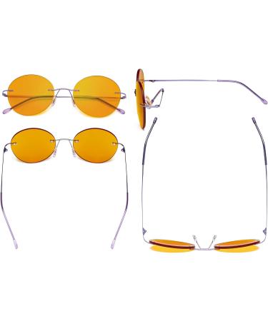 Buy Eyekepper Frameless Blue Light Blocking Glasses - Orange Tinted Lens for Sleeping Round Rimless Design Unisex +0.00 - Protect Your Eyes - Buy Online on GoSupps.com