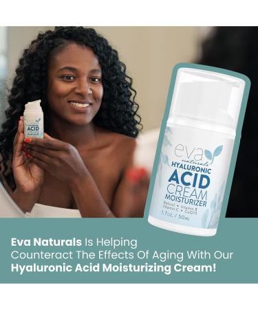 Eva Naturals Hydrating Face Cream with Hyaluronic Acid - Anti-Aging Moisturizer with Aloe Vera & Retinol - Firming Day & Night Cream (1.7 Fl Oz) - Buy Online on GoSupps.com