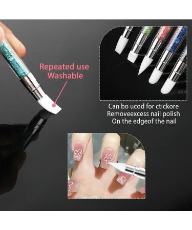 5 PCS Nail Art Sculpture Pen Set - Dual Tipped Silicone Brushes for 3D Nail Gel Carving & Rhinestone Nail Art Tools - Perfect for Professional Nail Design - Buy Online on GoSupps.com