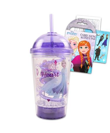 Disney Frozen Sippy Cups for Toddlers Set - Bundle with Frozen Reusable Sippy Cup with Straw Plus Frozen Take Along Mini Activity Set | Disney Frozen Cups for Kids