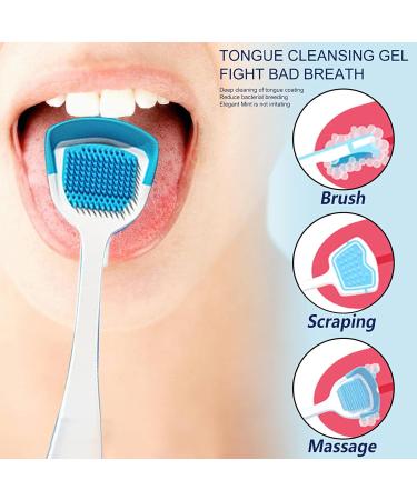 Fresh Mint Tongue Cleaner Gel Set with Brush - Oral Care Kit for Bad Breath Removal - Buy Online on GoSupps.com