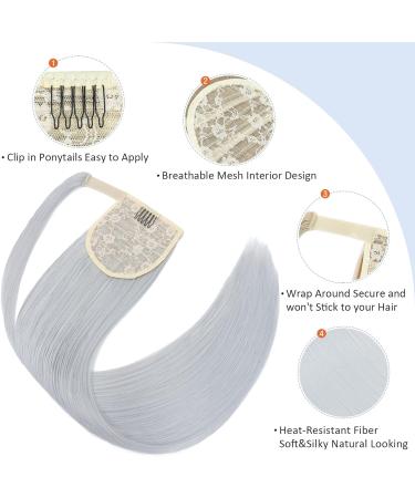 Silk-co Clip in Ponytail Hairpiece | 28 Straight Extension | Heat-Resistant Fiber | Silver Grey Color - Buy Online on GoSupps.com