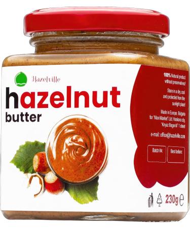 Hazelville 100% Natural Hazelnut Butter - Rich & Creamy No Preservatives Vegan & Gluten-Free in Elegant Glass Jar (8.11 oz / 230g) - Buy Online on GoSupps.com