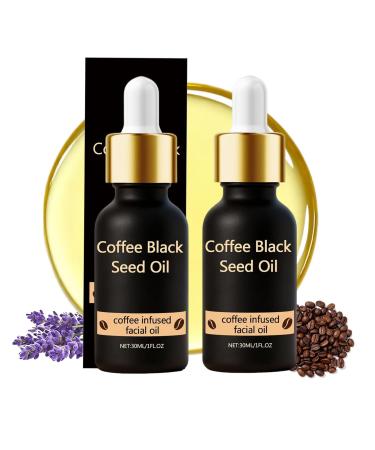 JIAOY Black Seed and Coffee Oil Face Serum Moisturizing and Nourishing Face and Body Oil Coffee/Fat Oil for Skin Moisturizing Care Coffee-Infused Face Oil (2PCS)