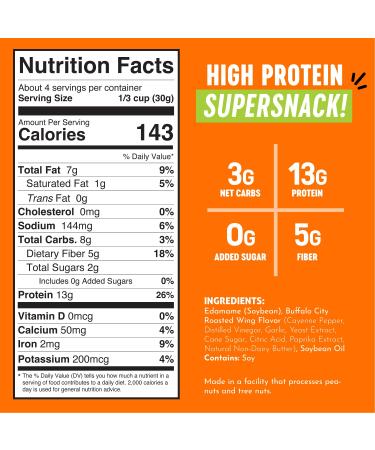 Crunchy Roasted Edamame Beans (Buffalo) - Keto, Low Carb, High Protein Snack | 4 oz (3 Pack) - Vegan & Gluten-Free - Buy Online on GoSupps.com