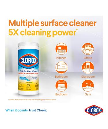 Clorox Disinfecting Wipes - Bleach-Free Cleaning Wipes Crisp Lemon Scent 35 Count | International Shipping Available - Buy Online on GoSupps.com