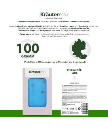  Kr utermax. Lavender Soap Piece Lavender Soap Handmade with Flowers and Lavender Oil 1 x 100g - Buy Online on GoSupps.com