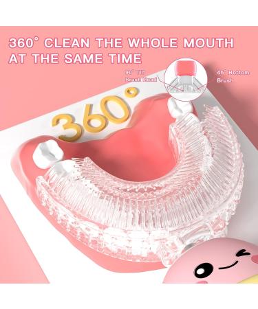 JIANLEJIA Kids Electric Toothbrush | U Shaped Toddler Sonic Toothbrush | Dinosaur Design | 5 Brush Heads | Ages 2-12 | 360 Full Mouth Cleaning | Automatic | Pink - Buy Online on GoSupps.com