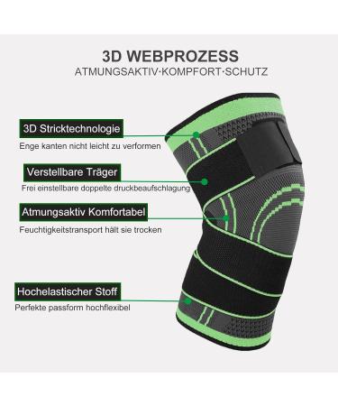 Adjustable Sports Knee Supports - 2 Pack for Pain Relief | Men & Women | L Green Knee Sleeves for Arthritis Meniscus Tear Running & Climbing - Buy Online on GoSupps.com