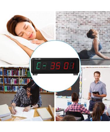 Pellor Fitness Timer - 6-Digit LED Gym Timer with Remote Control 12/24 Hour Format Stopwatch & Interval Training Clock for CrossFit - International Shipping Available - Buy Online on GoSupps.com