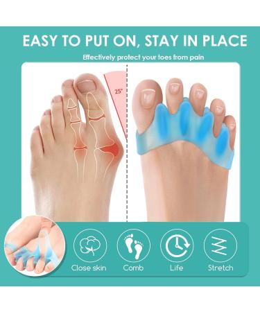Buy 2 Pairs of Toe Spreader Silicone & Hallux Valgus Spreaders Relieve Foot Pain for Overlapping Toes Blue & White - Buy Online on GoSupps.com