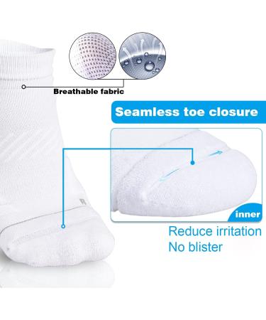 No Show Coolmax Running Socks - Large 3 Pairs White Style 2 | Anti-Blister, Seamless, Anti-Odor, Moisture-Wicking - Buy Online on GoSupps.com