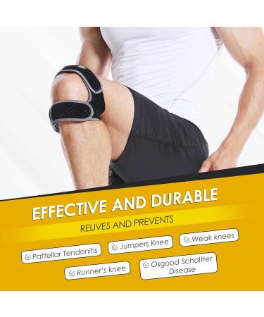 Patellar Tendon Support Strap 2 Pack - Reduce Knee Pain with Patella Stabilizer Brace - Non-Slip Silicone Buttons - Upgraded Design for Patellar Tendonitis Relief - One Size Fits All - Buy Online on GoSupps.com